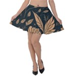 Background Pattern Leaves Texture Velvet Skater Skirt