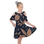 Background Pattern Leaves Texture Kids  Shoulder Cutout Chiffon Dress