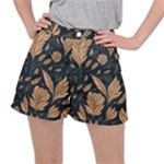 Background Pattern Leaves Texture Women s Ripstop Shorts