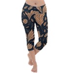 Background Pattern Leaves Texture Lightweight Velour Capri Yoga Leggings