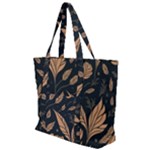 Background Pattern Leaves Texture Zip Up Canvas Bag