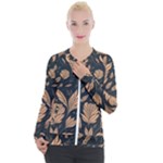 Background Pattern Leaves Texture Casual Zip Up Jacket