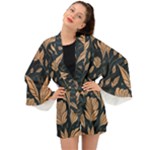 Background Pattern Leaves Texture Long Sleeve Kimono