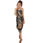 Background Pattern Leaves Texture Waist Tie Cover Up Chiffon Dress