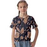 Background Pattern Leaves Texture Kids  Cuff Sleeve Scrunch Bottom T-Shirt