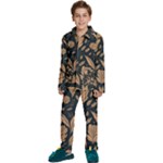 Background Pattern Leaves Texture Kids  Long Sleeve Velvet Pajamas Set