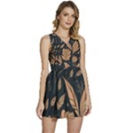 Background Pattern Leaves Texture Sleeveless High Waist Mini Dress