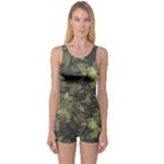 Green Camouflage Military Army Pattern One Piece Boyleg Swimsuit