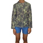 Green Camouflage Military Army Pattern Kids  Long Sleeve Swimwear