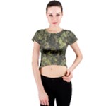 Green Camouflage Military Army Pattern Crew Neck Crop Top