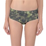 Green Camouflage Military Army Pattern Mid-Waist Bikini Bottoms