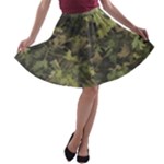 Green Camouflage Military Army Pattern A-line Skater Skirt