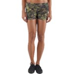 Green Camouflage Military Army Pattern Yoga Shorts