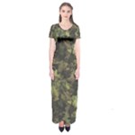 Green Camouflage Military Army Pattern Short Sleeve Maxi Dress