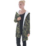 Green Camouflage Military Army Pattern Longline Hooded Cardigan
