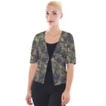 Green Camouflage Military Army Pattern Cropped Button Cardigan