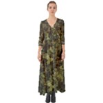 Green Camouflage Military Army Pattern Button Up Boho Maxi Dress