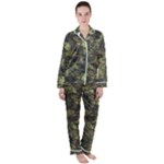 Green Camouflage Military Army Pattern Women s Long Sleeve Satin Pajamas Set	