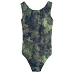 Green Camouflage Military Army Pattern Kids  Cut-Out Back One Piece Swimsuit