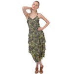 Green Camouflage Military Army Pattern Layered Bottom Dress