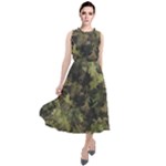 Green Camouflage Military Army Pattern Round Neck Boho Dress