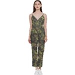Green Camouflage Military Army Pattern V-Neck Camisole Jumpsuit