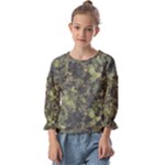 Green Camouflage Military Army Pattern Kids  Cuff Sleeve Top