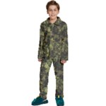 Green Camouflage Military Army Pattern Kids  Long Sleeve Velvet Pajamas Set