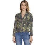 Green Camouflage Military Army Pattern Women s Long Sleeve Revers Collar Cropped Jacket