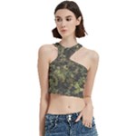 Green Camouflage Military Army Pattern Cut Out Top