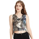 Woman in Space V-Neck Cropped Tank Top