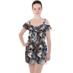 Woman in Space Ruffle Cut Out Chiffon Playsuit