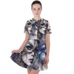 Woman in Space Short Sleeve Shoulder Cut Out Dress 