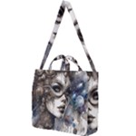 Woman in Space Square Shoulder Tote Bag