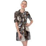 Woman in Space Belted Shirt Dress
