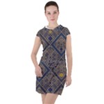 Pattern Seamless Antique Luxury Drawstring Hooded Dress