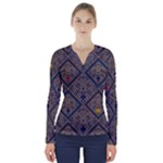 Pattern Seamless Antique Luxury V-Neck Long Sleeve Top