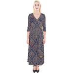 Pattern Seamless Antique Luxury Quarter Sleeve Wrap Maxi Dress