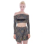 Pattern Seamless Antique Luxury Off Shoulder Top with Mini Skirt Set