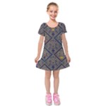 Pattern Seamless Antique Luxury Kids  Short Sleeve Velvet Dress