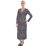 Pattern Seamless Antique Luxury Velvet Maxi Wrap Dress