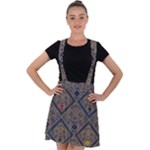 Pattern Seamless Antique Luxury Velvet Suspender Skater Skirt