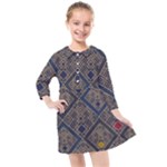 Pattern Seamless Antique Luxury Kids  Quarter Sleeve Shirt Dress