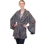 Pattern Seamless Antique Luxury Long Sleeve Velvet Kimono 