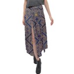 Pattern Seamless Antique Luxury Velour Split Maxi Skirt
