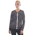 Pattern Seamless Antique Luxury Velvet Zip Up Jacket