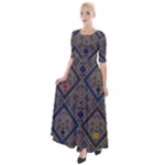 Pattern Seamless Antique Luxury Half Sleeves Maxi Dress