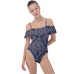 Pattern Seamless Antique Luxury Frill Detail One Piece Swimsuit