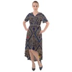 Pattern Seamless Antique Luxury Front Wrap High Low Dress