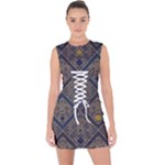 Pattern Seamless Antique Luxury Lace Up Front Bodycon Dress